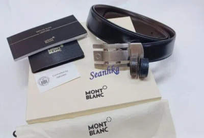 Pre-owned Montblanc 105084 Contemporary Line Leather Belt Reversible Black/brown Authentic In Strap Color-reversible Black / Brown