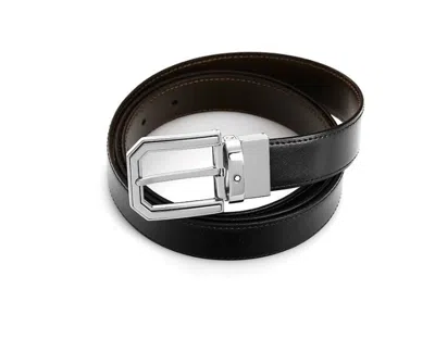 Pre-owned Montblanc 111092 Men's Reversible Belt Brown/black Calf Leather Eu Made 3x120cm