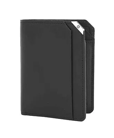 Pre-owned Montblanc 114668 Urban Spirit Black Leather Vertical Wallet 6cc Italy Box