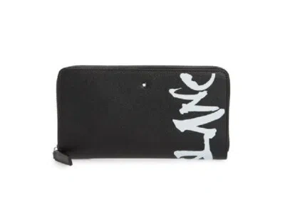 Pre-owned Montblanc 124139 Black Sartorial Wallet 12cc Calligraphy Zip Around Box