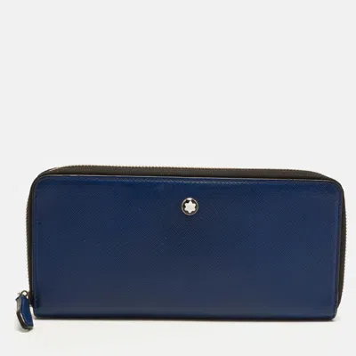 Pre-owned Montblanc Sartorial Blue Leather Phone Pouch