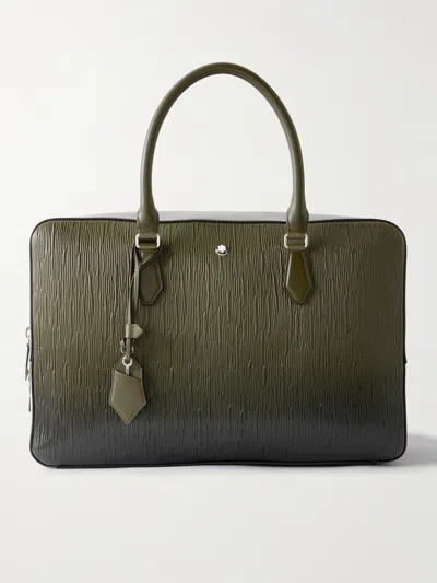 Montblanc 149 Corteccia Textured-leather Bag In Green