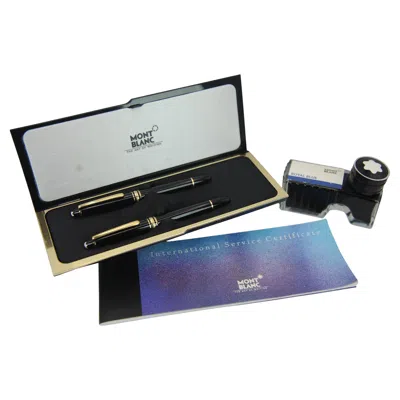 Pre-owned Montblanc 14ct Gold Black Resin Rollerball And Fountain Pen Boxed Set W Germany