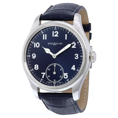 Pre-owned Montblanc 1858 Blue Dial Blue Leather Men's Watch 2303