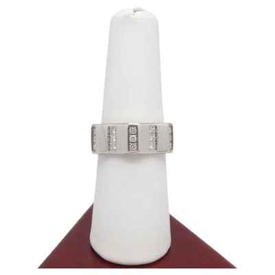 Pre-owned Montblanc 18k White Gold Diamond Band Ring, Size 7.5 - 14.4g