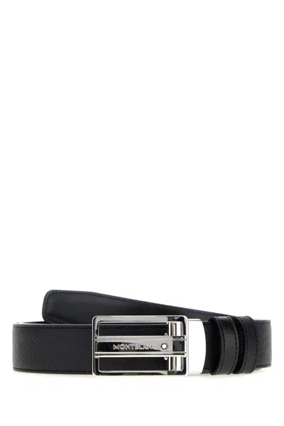 Montblanc 3 Cm Reversible Leather Belt With Silver-tone Hardware In White