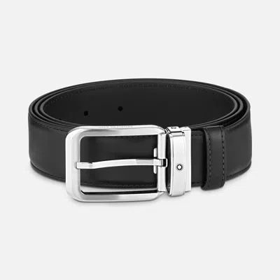 Montblanc 35 Mm Leather Belt In Black