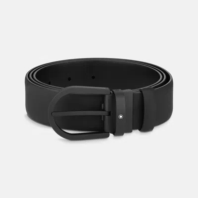 Montblanc Leather Buckle Belt In Black