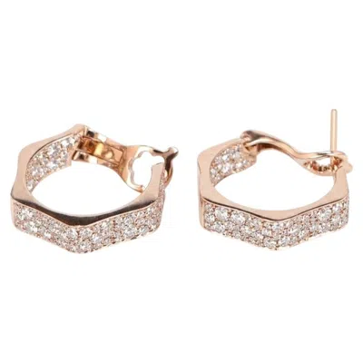 Pre-owned Montblanc 4810 2 Carat Diamond 18k Rose Gold Pave Star Hoop Earrings In Red