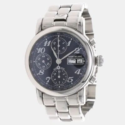 Pre-owned Montblanc 4810 Automatic Stainless Steel Men's Wristwatch 38 Mm In Blue