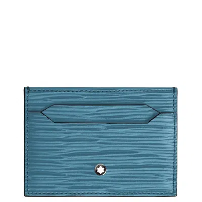 Montblanc 4810 Leather Card Holder 5cc In Blue