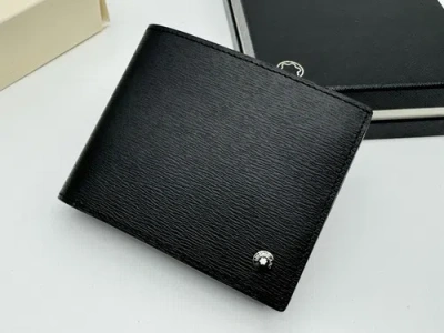 Pre-owned Montblanc 4810 Westside Black Leather 6cc Wallet 100% Authentic Msrp $480