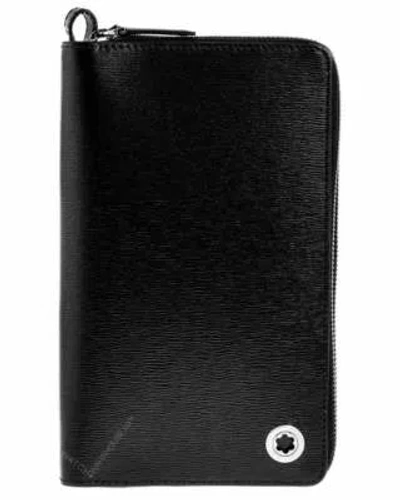 Pre-owned Montblanc 4810 Westside Travel Wallet 12cc Zipper Black Leather 107357