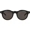 Montblanc 49mm Round Sunglasses In Black