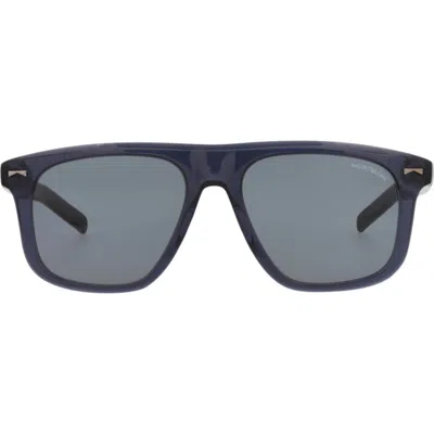 Montblanc 55mm Flat Top Square Sunglasses In Blue