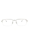 Montblanc 56mm Half Rim Rectangular Optical Glasses In Metallic