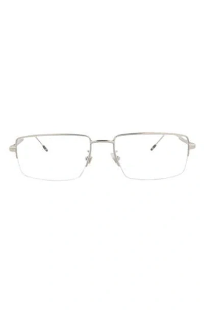 Montblanc 56mm Half Rim Rectangular Optical Glasses In Metallic