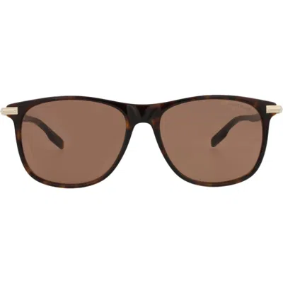 Montblanc 56mm Rectangular Sunglasses In Brown