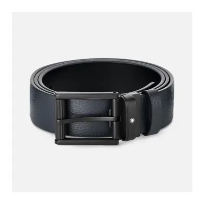 Montblanc Pebble-leather Buckle Belt In Black