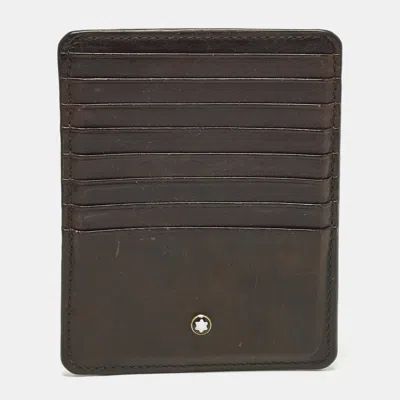 Pre-owned Montblanc 8cc Meisterstuck Brown Leather Zipped Card Case