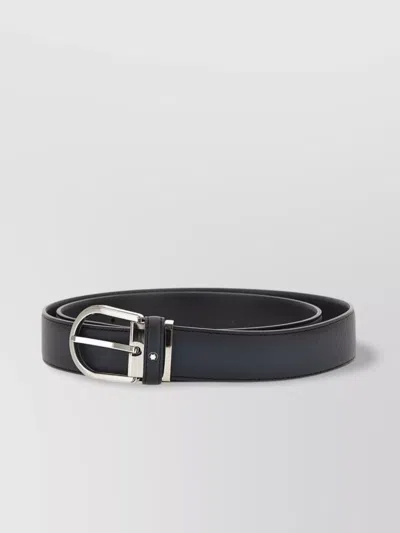 Montblanc Adjustable Hand-painted Leather Belt Strap In Black