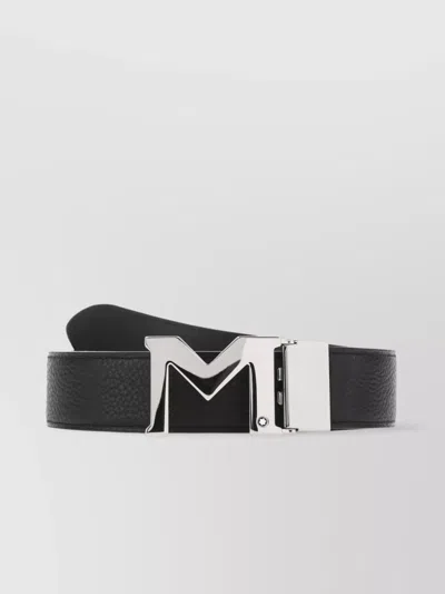 Montblanc Adjustable Length Reversible Leather Belt In Black
