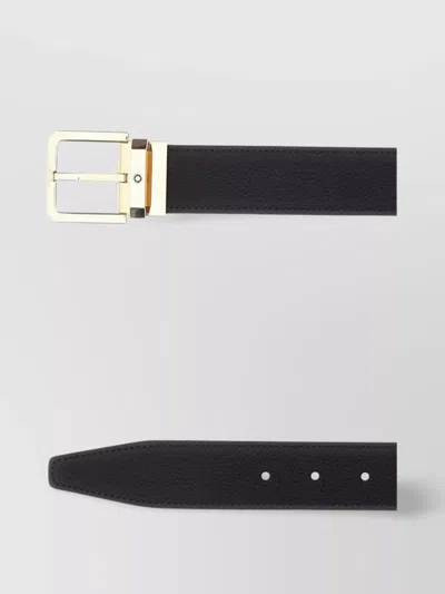 Montblanc Adjustable Length Reversible Leather Belt In Black