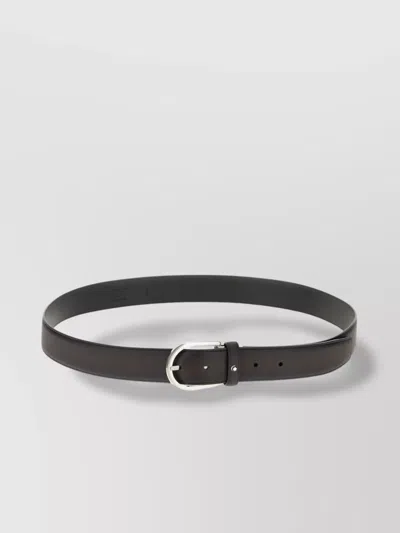 MONTBLANC ADJUSTABLE REVERSIBLE LEATHER BELT WITH METAL BUCKLE