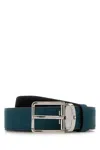 Montblanc Suede Reversible Belt Smooth Finish Design In Green
