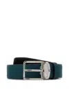 Montblanc Suede Reversible Belt Smooth Finish Design In Blue