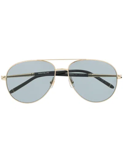 Montblanc Aviator Sunglasses In Gold