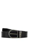 Montblanc Leather Belt With Adjustable Length And Textured Design In Black