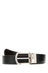 Montblanc Adjustable Reversible Leather Belt With Metal Buckle In Black