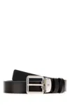 Montblanc Adjustable Reversible Leather Belt With Metal Buckle In Black