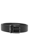 Montblanc Square-buckle Leather Belt In Black