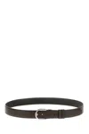 Montblanc Horseshoe Shiny Palladium Finish Pin Buckle Belt In Brown
