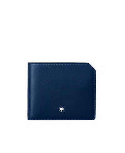 Montblanc Bi-fold Leather Wallet In Blue