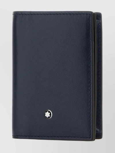 Montblanc Bifold Leather Cardholder With Back Slit Pocket In Blue