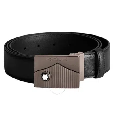 Montblanc Black 35 Mm Saffiano-printed Leather Belt
