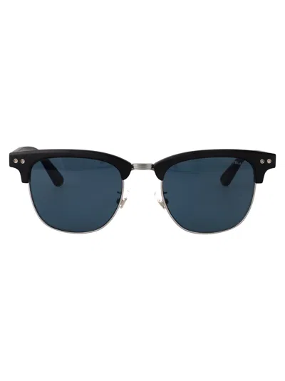 Montblanc Black-black-blue Recycled Acetate Sunglasses