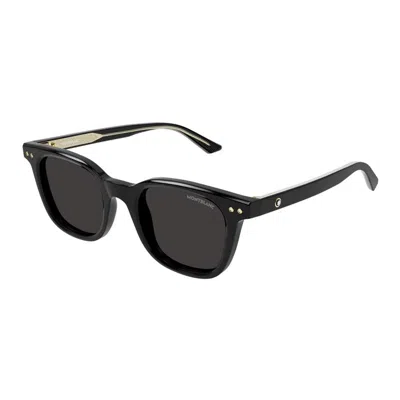 Montblanc Black Black Grey Acetate Sunglasses