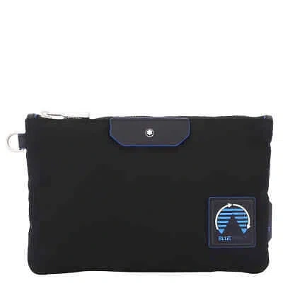 Pre-owned Montblanc Black Blue Nylon Spirit Small Pouch 128736