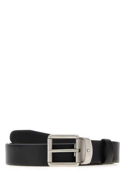 Montblanc Leather Belt Adjustable Metal Buckle In Black