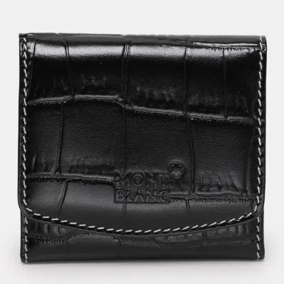 Pre-owned Montblanc Black Croc Embossed Leather Key Chain Holder
