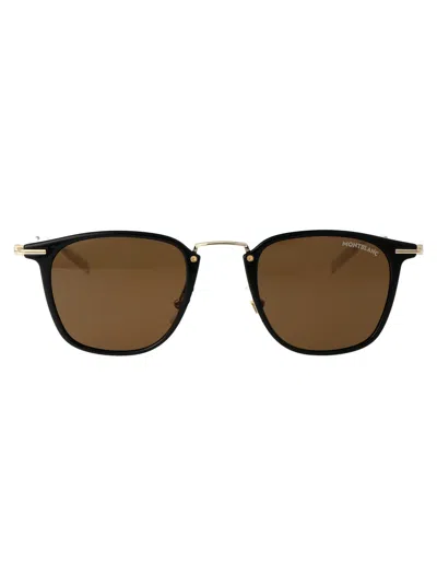 Montblanc Black Gold Brown Acetate Sunglasses