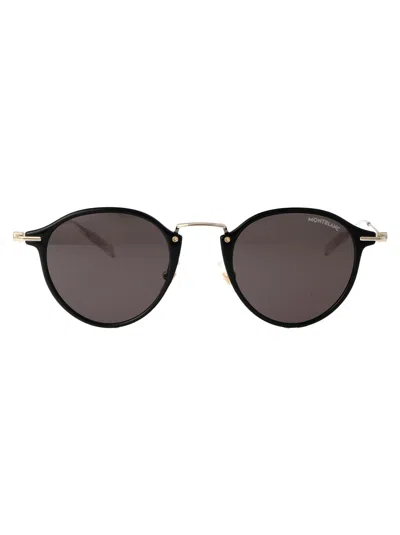 Montblanc Black Gold Grey Acetate Sunglasses