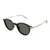 Montblanc Black-gold-grey Metal Sunglasses