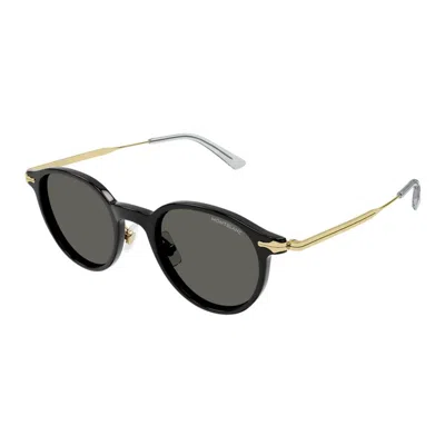 Montblanc Black-gold-grey Metal Sunglasses