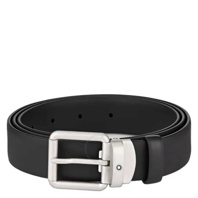Montblanc Black Leather 30 Mm Adjustable Belt