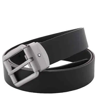 Pre-owned Montblanc Black Leather 30 Mm Adjustable Belt